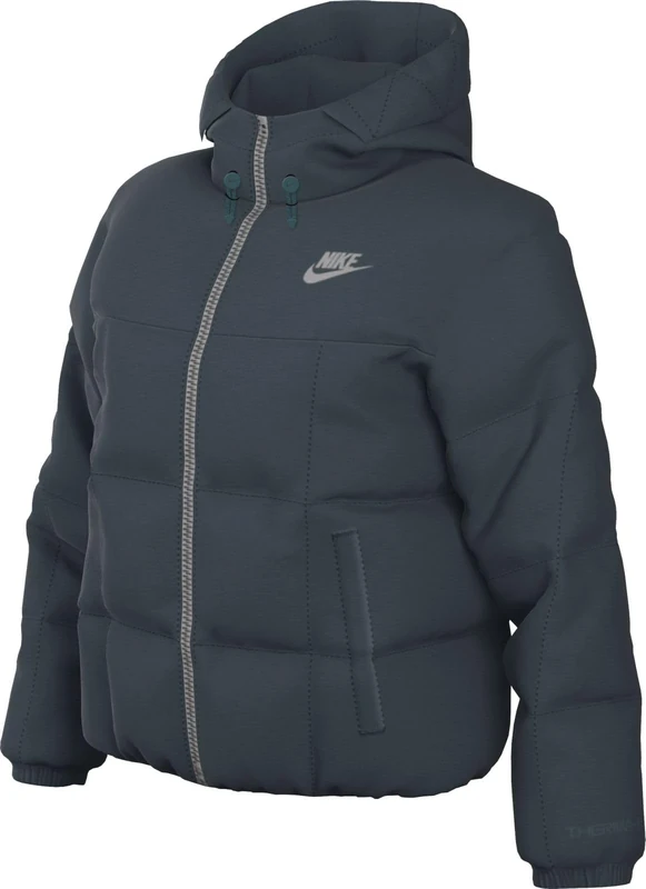 NIKE FB8769-328 W NSW PE SHINE PUFFER Jacket Women's Deep Jungle/Deep Jungle Size M