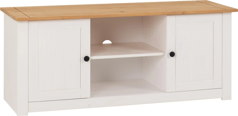 Seconique Panama Flat Screen TV Unit in White/Natural Wax