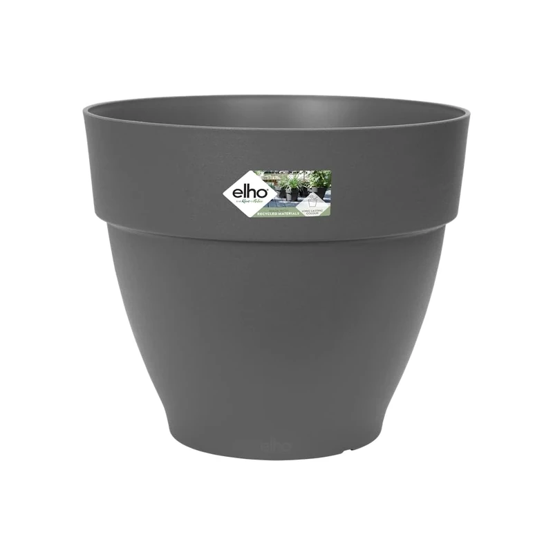 elho Vibia Campana Round 65cm - Large Plant Pot Outdoor - Including Water Reservoir - 100% Recycled Plastic - Black/Anthracite
