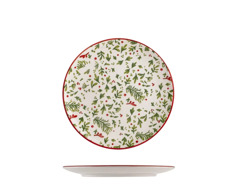H&H Berry Set of 6 Ceramic Fruit Plates, 20 cm, Christmas