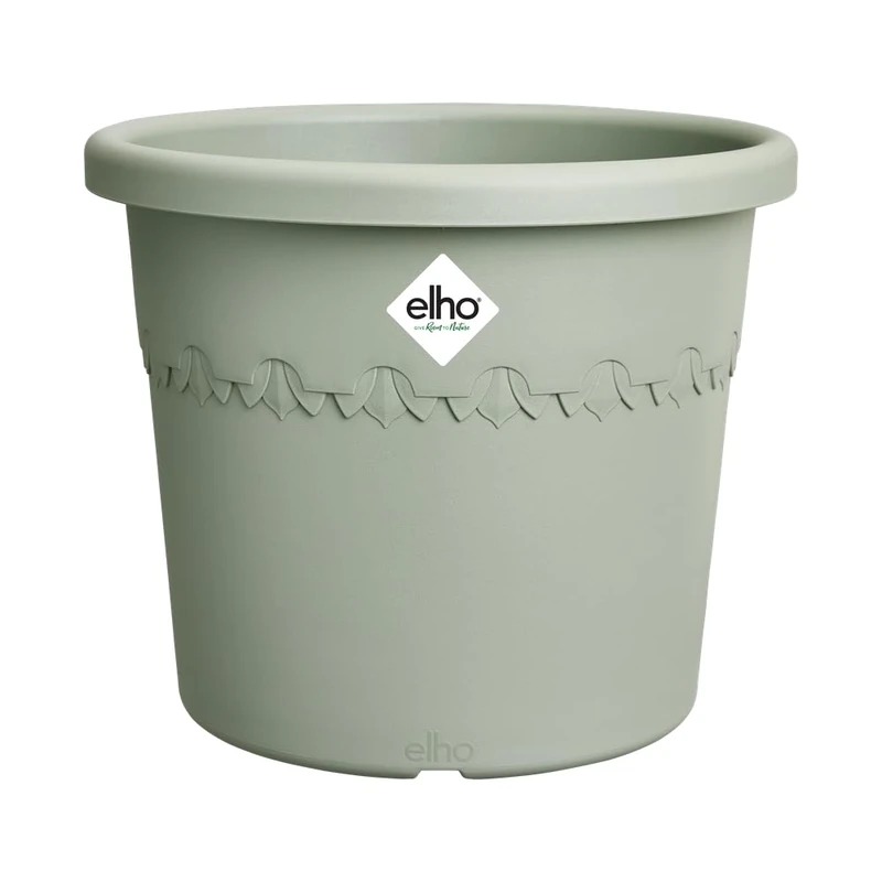 elho Algarve Cilindro Wheels 58cm - Large Plant Pot Outdoor - Planters - 100% Recycled Plastic - Ø 58.2 x H 48.8 cm - Green/Thyme Green