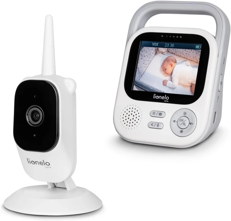lionelo Babyline 3.2 Advanced Baby Monitor HD 1080p Night Vision Sound Detection 80°Angle 4-Camera Pairing Soothing Lullabies, Two-Way Talk, 3x Digital Zoom, Long-Range 50/350m, USB-C, Power bank opt