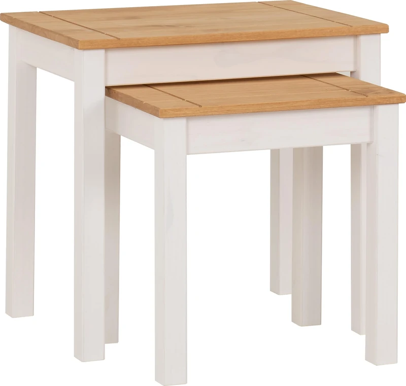Seconique Panama Nest of 2 Tables in White/Natural Wax