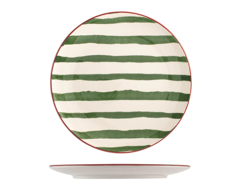 H&H Set of 6 Stripe Christmas Dinner Plates 26 cm