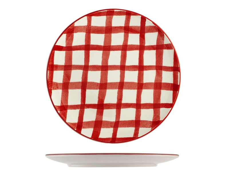 H&H Set of 6 Christmas Dinner Plates Check 26 cm