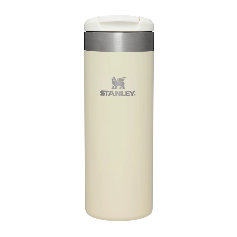 STANLEY 1913 Aerolight Transit Travel Mug 0.47L - Keeps 6 Hours Hot - 8 Hours Cold - Dishwasher Safe - Leakproof - Car Cup Holder Compatible - Insulated Coffee Cup - Cream Metallic