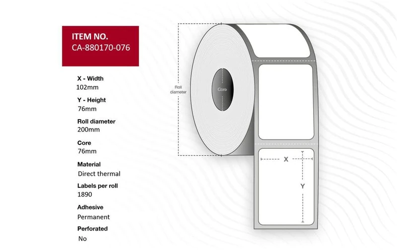 Capture Label Address Rolls 102 x 76 mm, Core 76 mm,