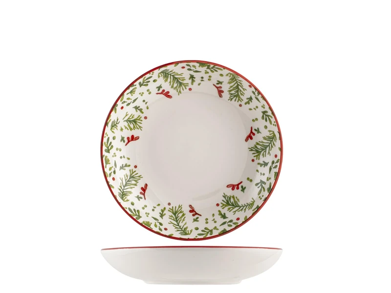H&H Berry Set of 6 Soup Plates, Ceramic, 20 cm, Christmas