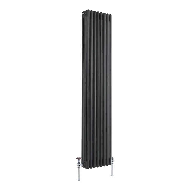 Milano Windsor Anthracite Cast Iron Style Vertical Four Column Radiator - 1800mm x 380mm