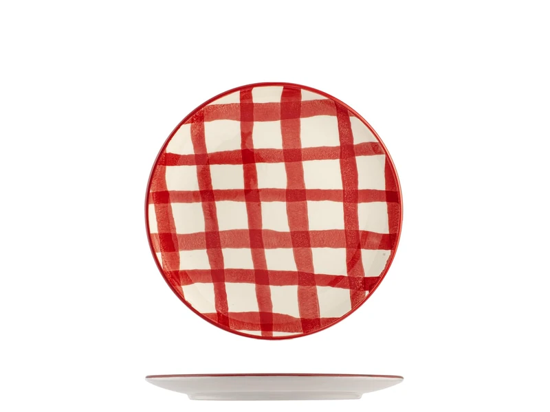 H&H Set of 6 Christmas Fruit Plates Check 20 cm