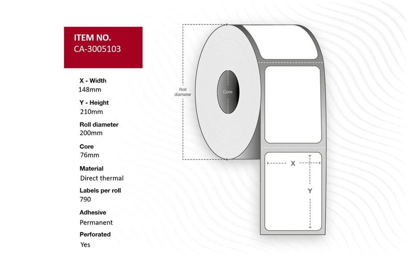 Capture Label Address Rolls 148 x 210 mm, Core 76 mm,