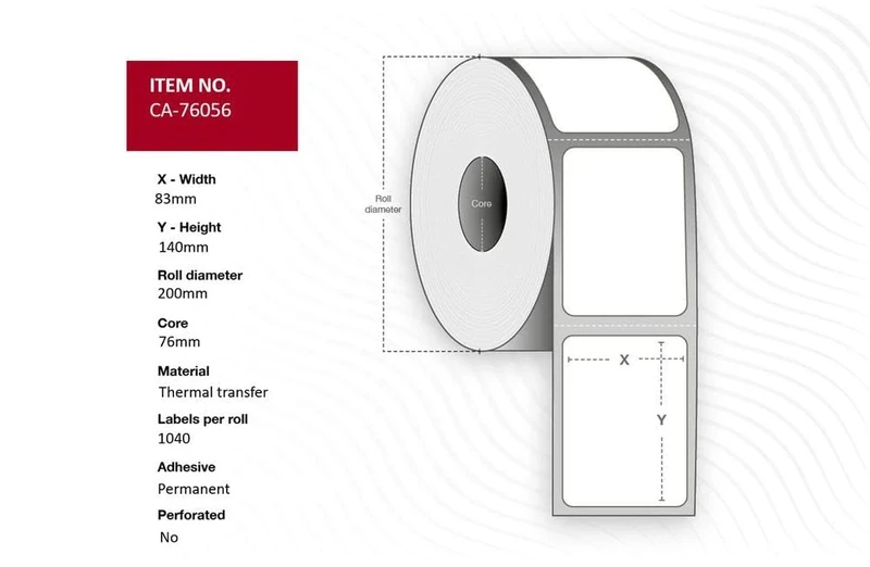 Capture Label 83 x 140 mm Core 76 mm Address Rolls