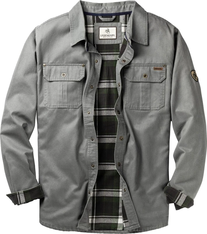 Legendary Whitetails Men's Journeyman Shirt Jacket, Flannel Lined Shacket for Men, Water-Resistant Coat Rugged Fall Clothing, Wolf, S