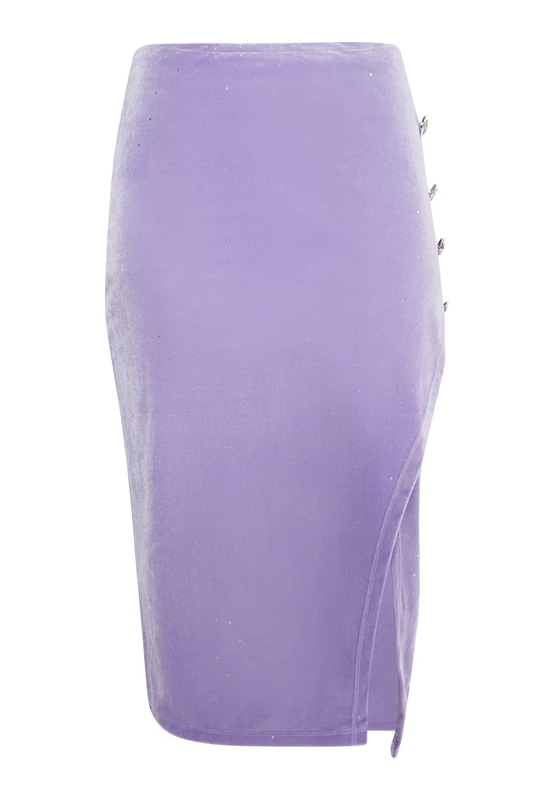SANIKA Women's Velvet Skirt with Glitter, Lavender, M