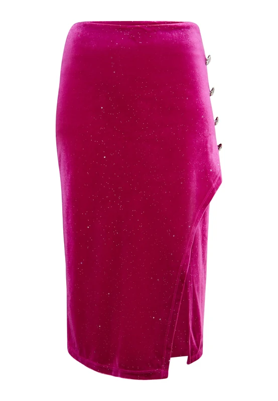 NALLY Women's Velvet Skirt with Glitter, Pink, M