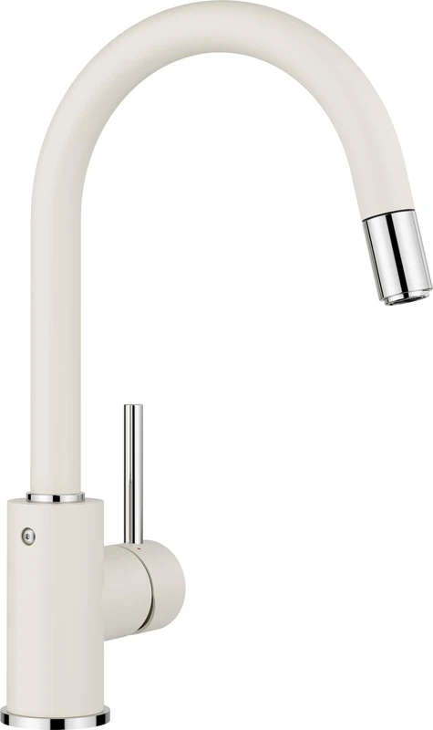 BLANCO Mida-S | Kitchen Mixer tap in Soft White | High-Pressure | with Pull-Out Hose | Non-Return Valve | Ceramic Cartridge | Assured Water Quality & Water-Saving | [10.8x22.3x33.6 cm]
