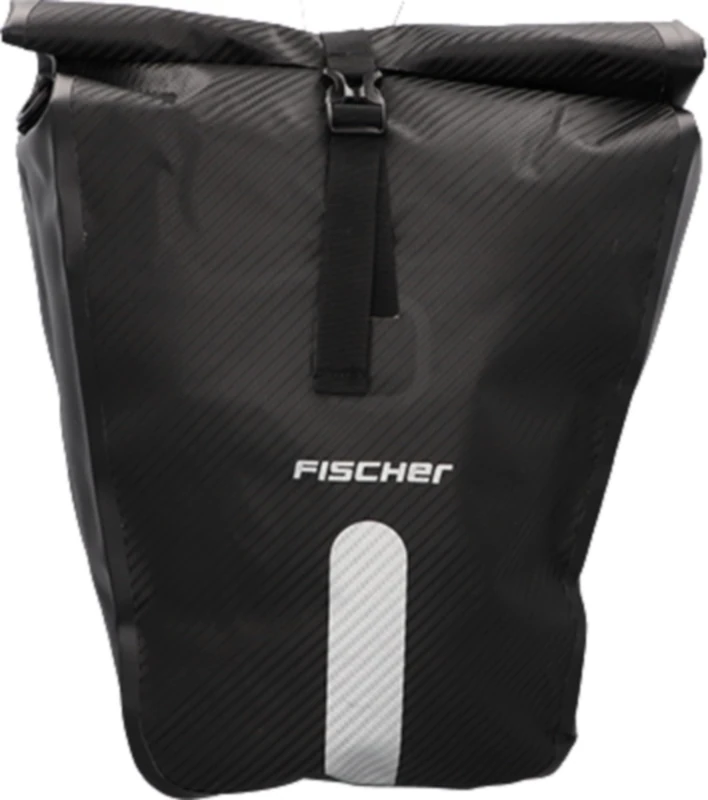 Fischer Bicycle Pannier Rack Bag, Lockable, Bicycle Bag with Reflectors, Water-Repellent, 23 litres, Black