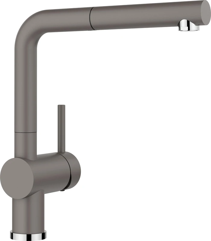 BLANCO Linus-S | Kitchen Mixer tap in Vulcan Grey | High-Pressure | with Pull-Out Hose | Non-Return Valve | Ceramic Cartridge | Assured Water Quality & Water-Saving | [11x26.6x28.2 cm]