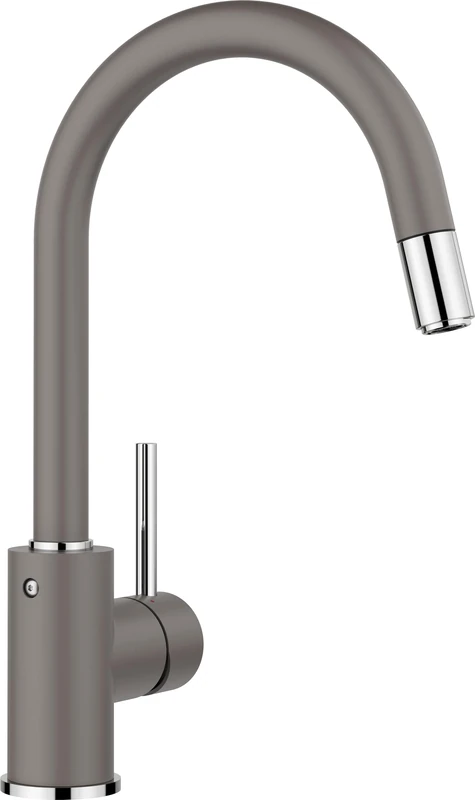 BLANCO Mida-S | Kitchen Mixer tap in Vulcan Grey | High-Pressure | with Pull-Out Hose | Non-Return Valve | Ceramic Cartridge | Assured Water Quality & Water-Saving | [10.8x22.3x33.6 cm]