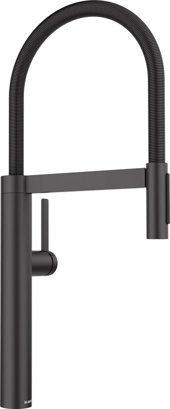 BLANCO CULINA-S II | Kitchen Mixer tap in Black matt | High-Pressure | with Pull-Out Hose | Switch from Clear Stream to Spray Jet | Non-Return Valve | Water-Saving | [10.5x26x56.8 cm]