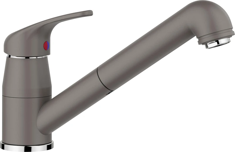 BLANCO DARAS-S | Kitchen Mixer tap in Vulcan Grey | High-Pressure | with Pull-Out Hose | Non-Return Valve | Ceramic Cartridge | Assured Water Quality & Water-Saving | [5.5x25.8x16 cm]