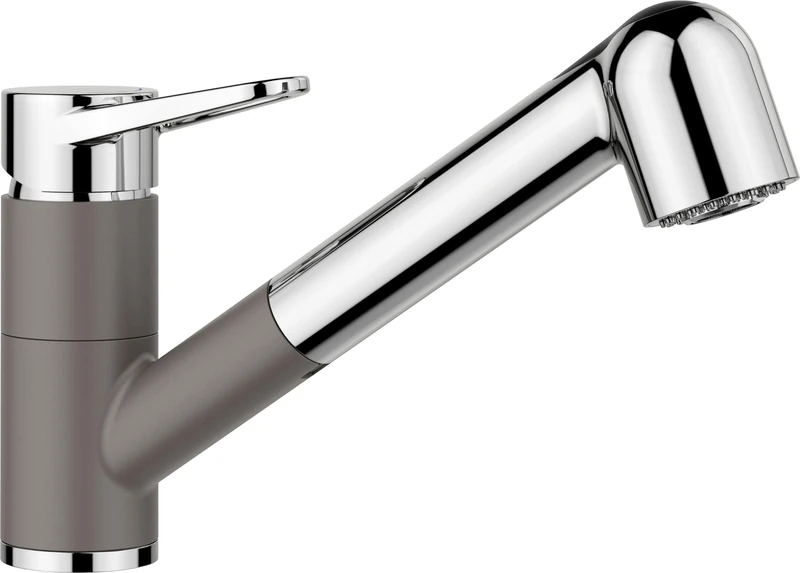 BLANCO WEGA-S II | Kitchen Mixer tap in Vulcan Grey/Chrome | High-Pressure | with Pull-Out Hose | Non-Return Valve | Ceramic Cartridge | Assured Water Quality & Water-Saving | [4.8x25.2x18.5 cm]