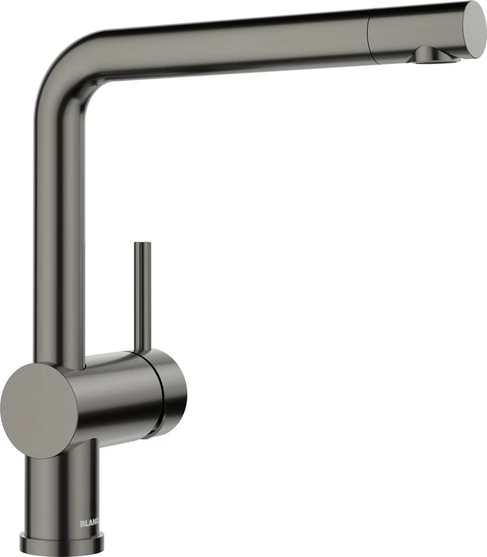 BLANCO Linus | Kitchen Mixer tap in Satin Dark Steel | High-Pressure | Non-Return Valve | Ceramic Cartridge | Assured Water Quality & Water-Saving | [11x26.6x28.2 cm]