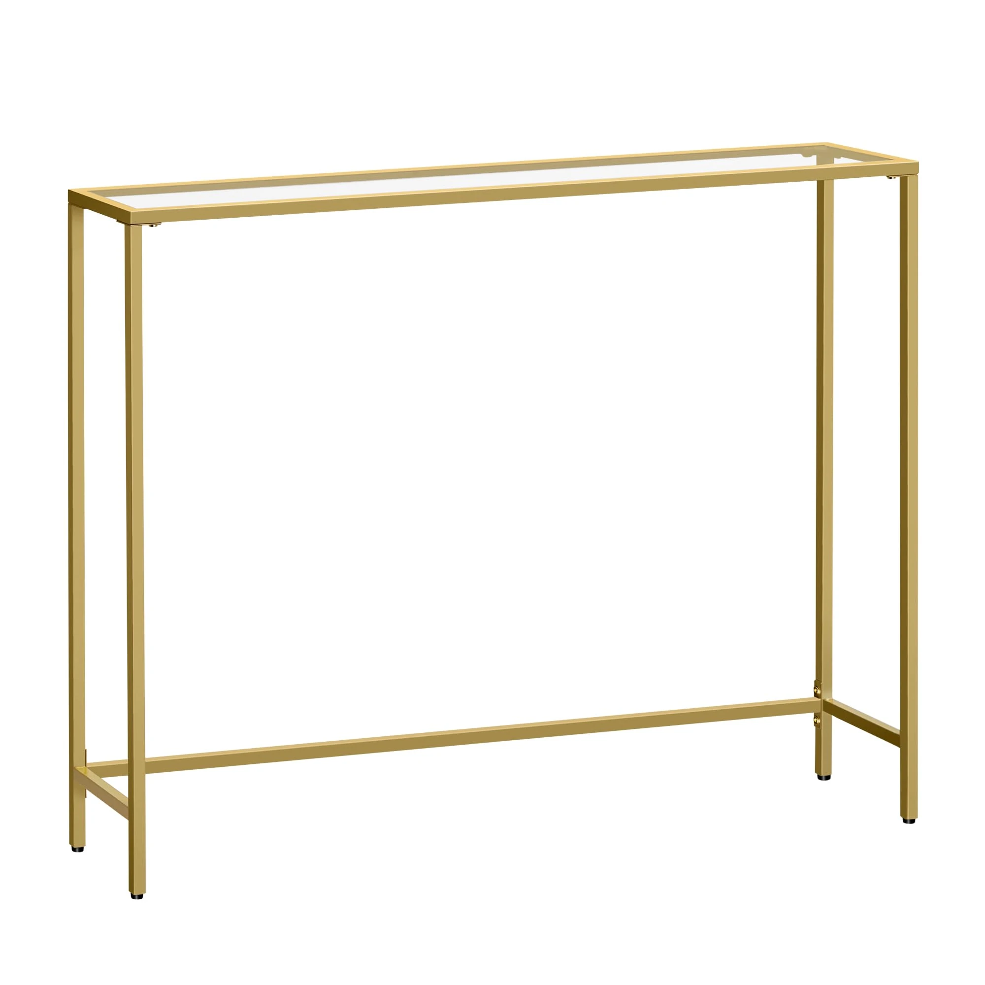 VASAGLE Console Table, Entrance Table, Sofa End, Tempered Glass Table Top, Easy Assembly, Adjustable Legs, for Living Room, Entryway, Hallway, Light Gold and Transparent LGT132A01