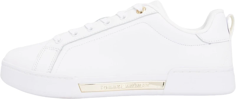 Tommy Hilfiger Women's Chique Leather Court Trainers, White (White), 4