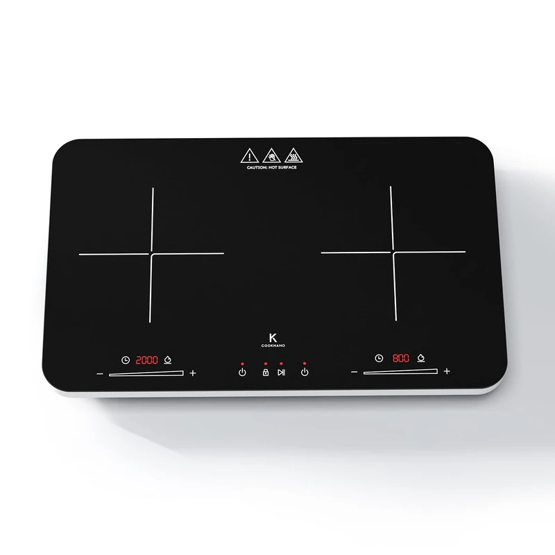 COOKNANO 2-Plate Induction Hob - 2800W, 20 Settings, 6hr Timer, Lock