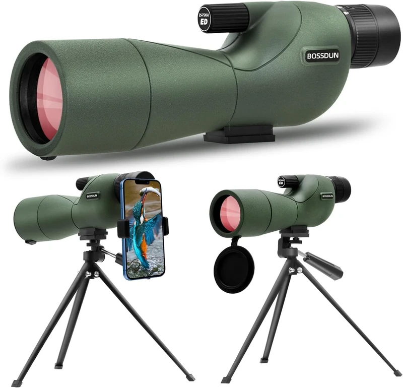 BOSSDUN Spotting Scope 25-75x60 ED Glasses, HD Dual Focus Spotting scopes, BAK4 FMC Spotter Scopes, Gifts for Target Shooting Bird Watching Hunting Archery Wildlife Viewing