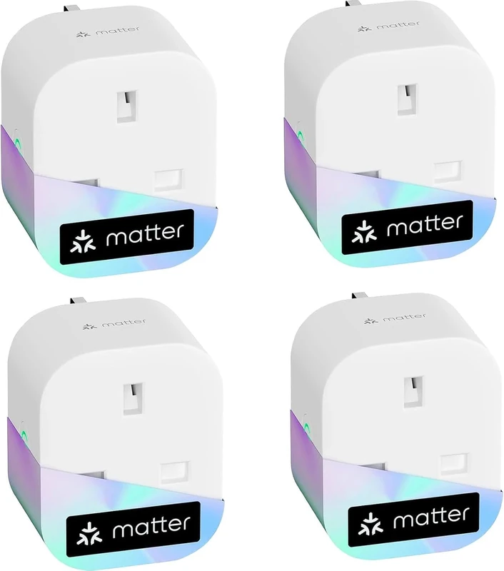 Meross Matter Smart Plug Mini with Energy Monitoring, Works with Apple HomeKit, Alexa, Google Home, SmartThings, WiFi Plug with Voice Remote Control, 13A, 4 Packs