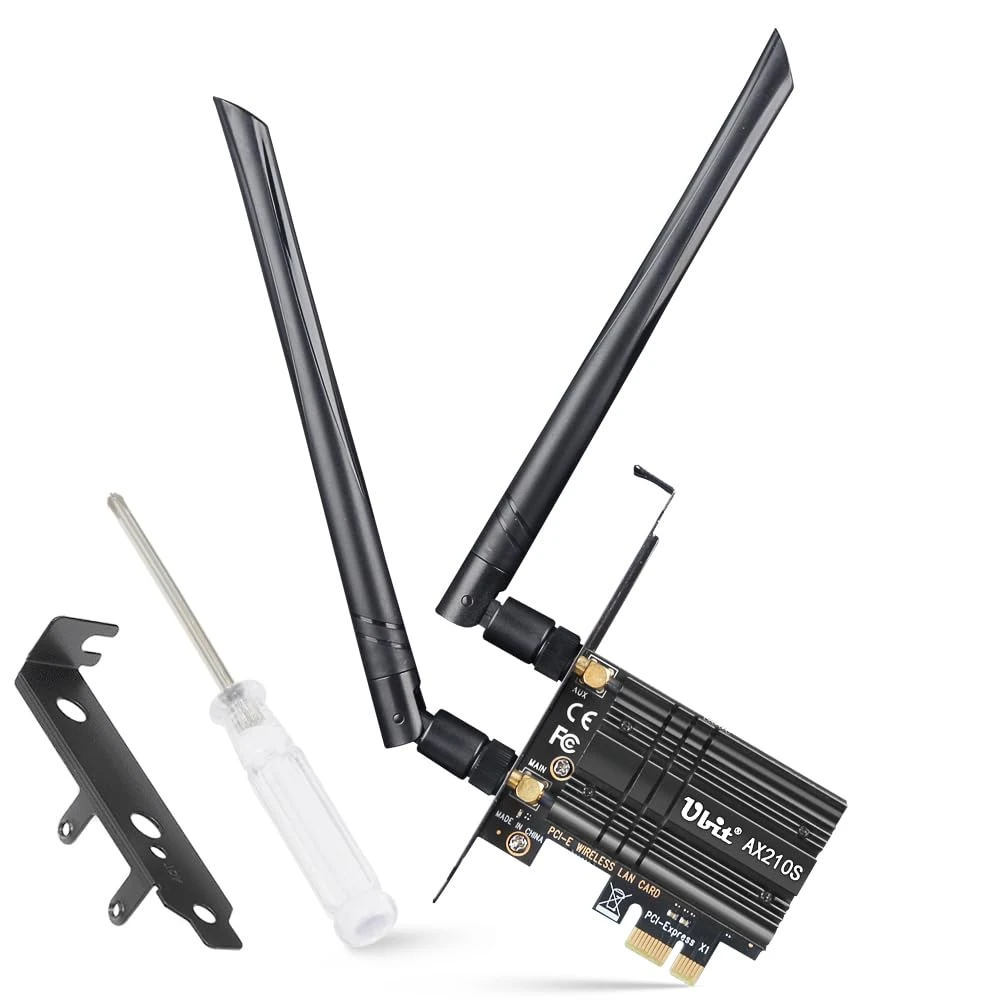 Intel WiFi 6E AX210 PCIe WiFi 6 Card, 5400Mbps, 6GHz/5GHz/2.4GHz Tri-Band, Bluetooth, Windows 11/10