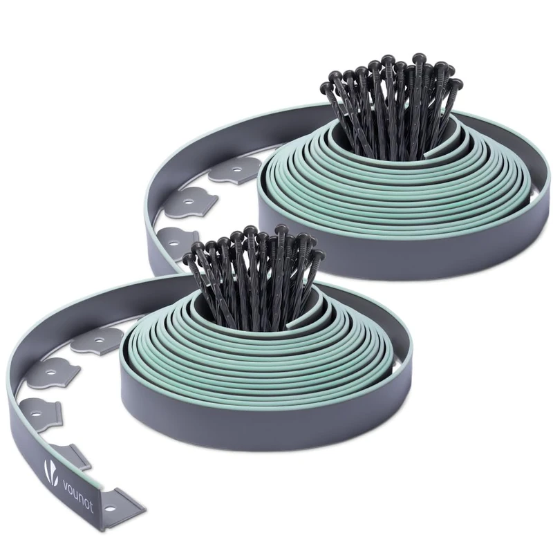 VOUNOT 20m Plastic Lawn Edging Border with 60 Ground Anchors
