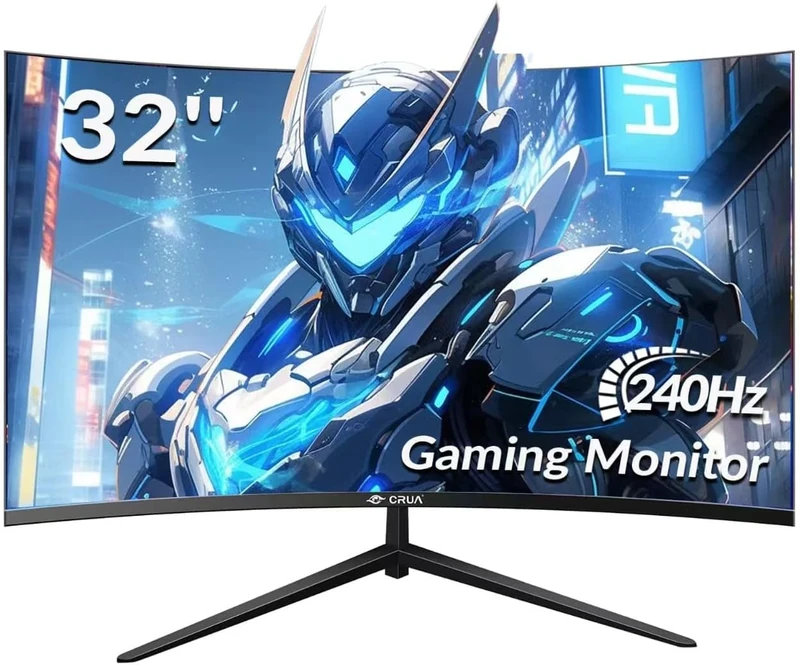 CRUA Gaming Monitor 32 Inch 240Hz, Curved PC Monitor Full HD 1080P 1500R Frameless Computer Monitor with FreeSync and Eye Care Technology, Supports VESA