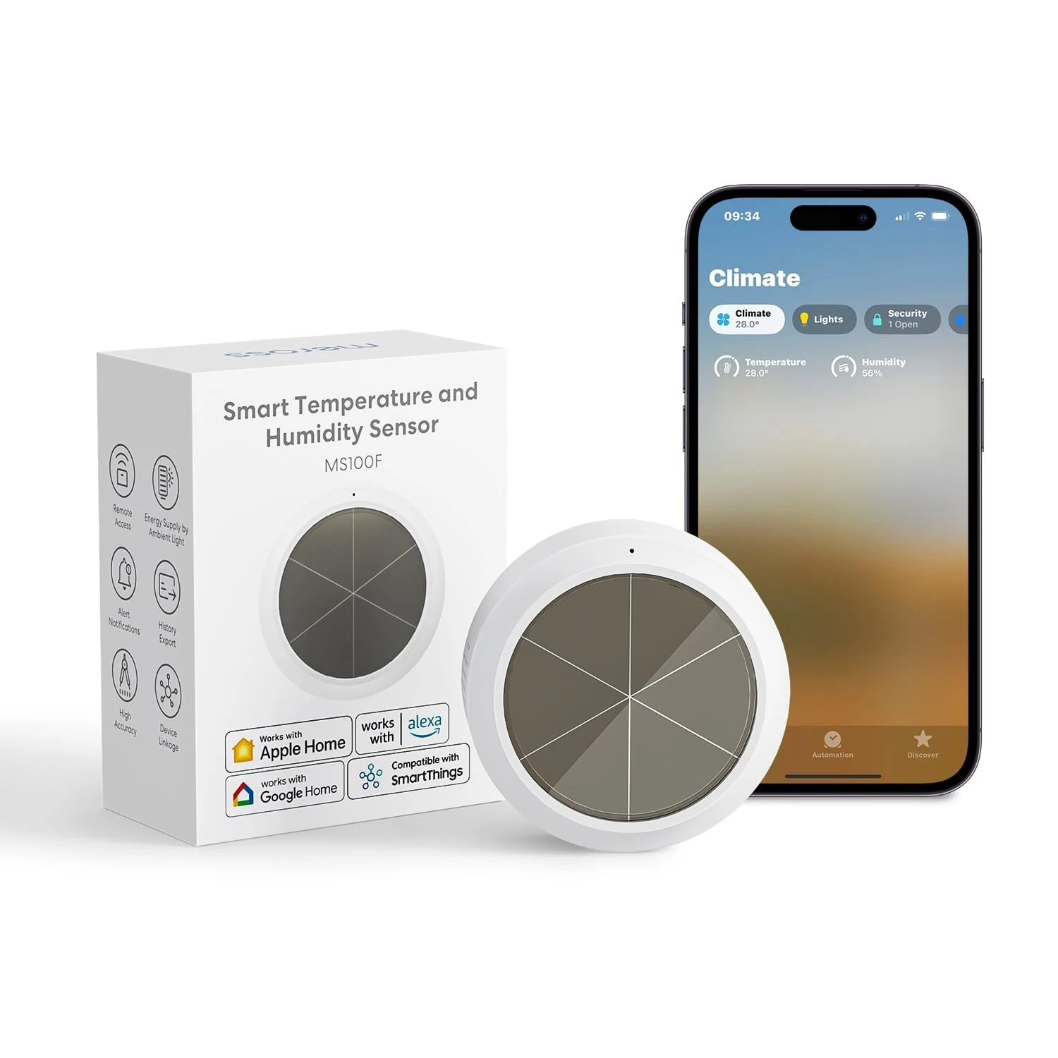 Meross Smart Thermometer Hygrometer, Hub Required, WiFi Indoor Temperature Humidity Sensor, Data Storage and Temperature Monitor Apple HomeKit, Alexa, Google, SmartThings Supported, Hub Not Included