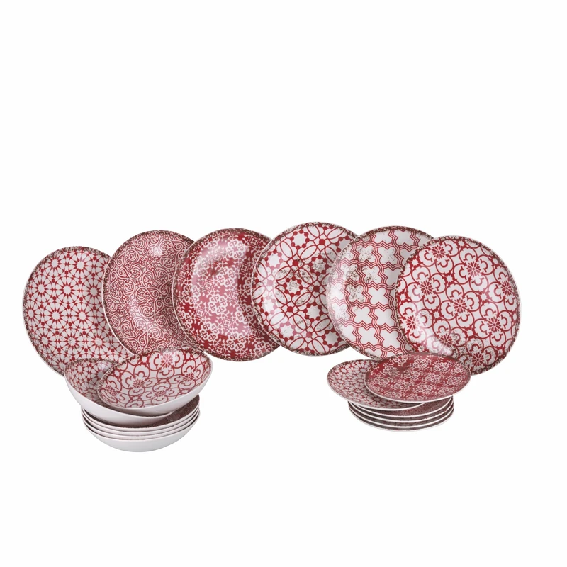 18-Piece Porcelain Dinner Set, 6 Different Places, Kasbah Purple