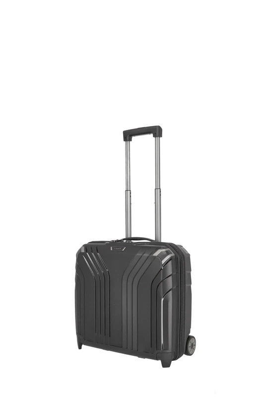 travelite 2-wheel hand luggage hard shell with recycled lining, ELVAA: business trolley with protective corners + clip-on function, 42 cm, 30 liters