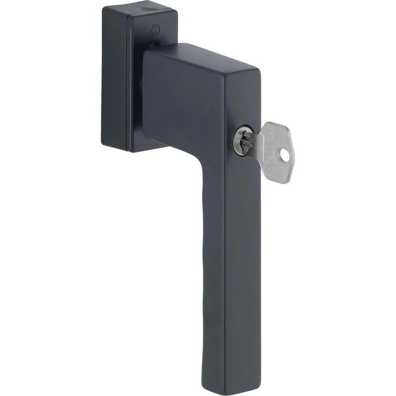 HOPPE 11738054 Fenstergriff Sperrzylinder, Schwarz Window Handle Toulon Locking Cylinder, VK 32-42 mm, matt Black Aluminium