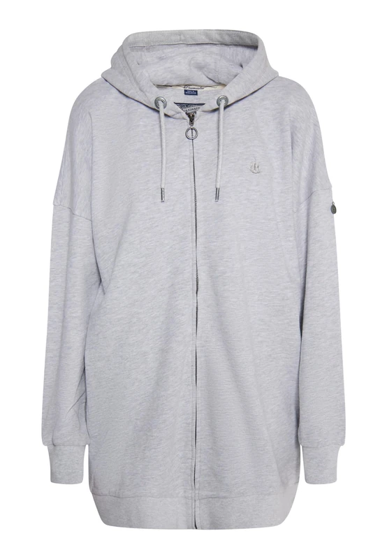 TYLIN Women's Long Sweat Hooded Jacket, Grey Melange, XL