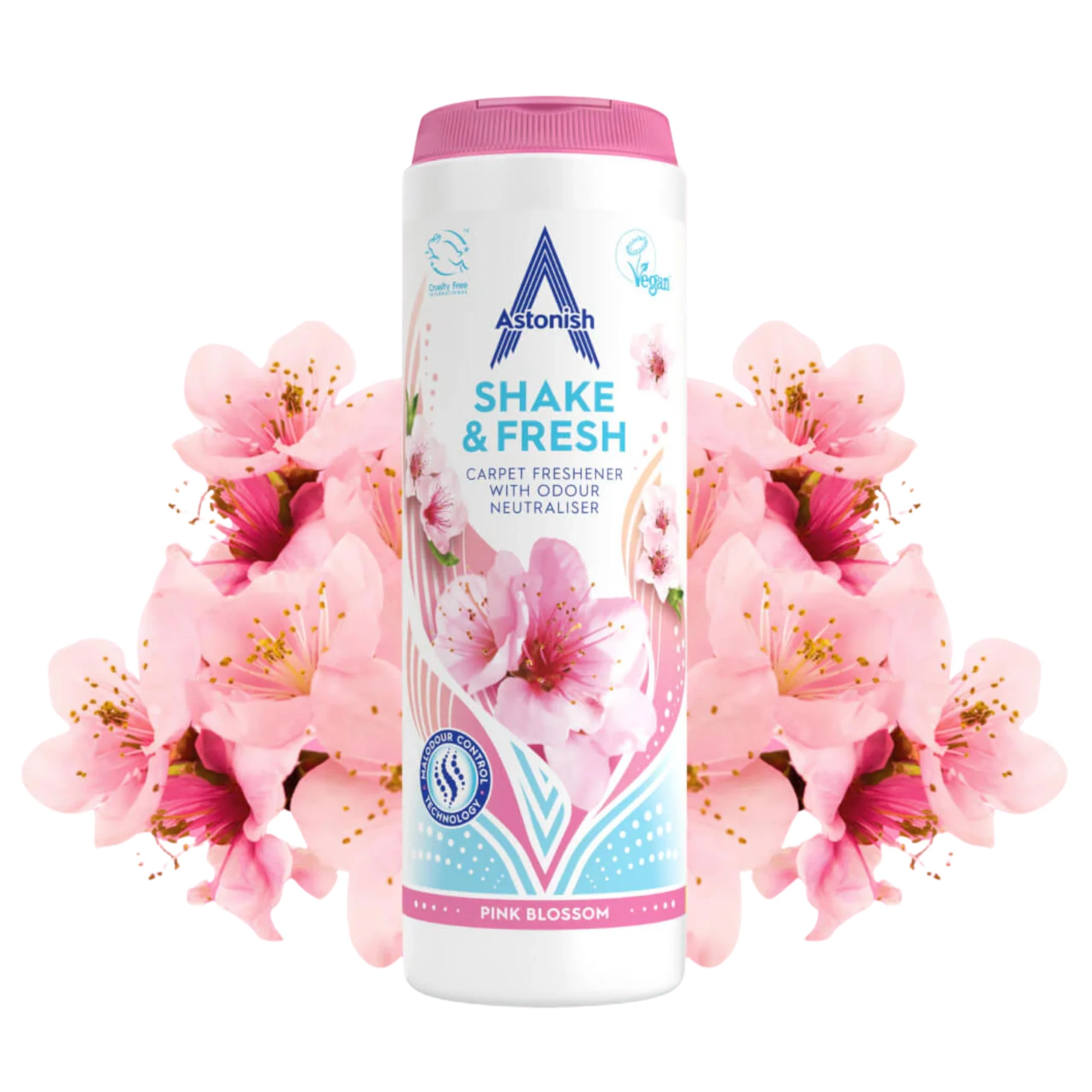 Astonish Shake & Fresh Carpet Freshener, Eliminates Odours, Pink Blossom, 350g