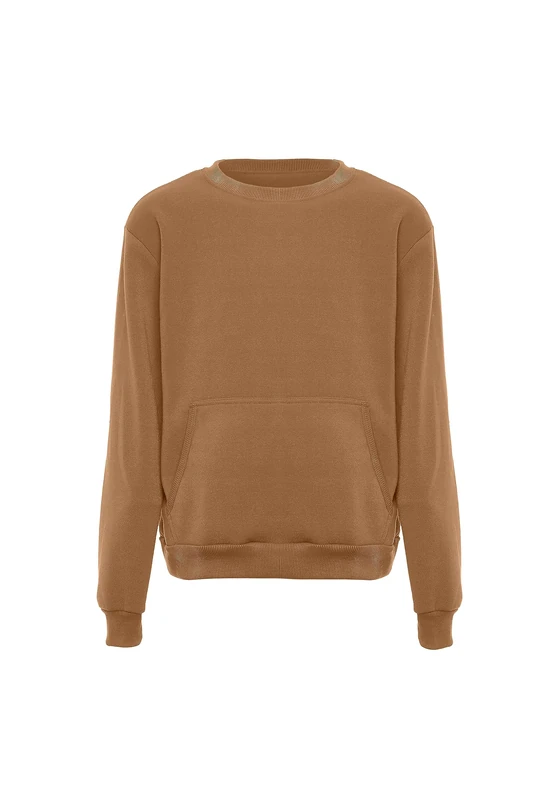 HOBUS Men's Sweatshirt, Camel, XL - Image 1