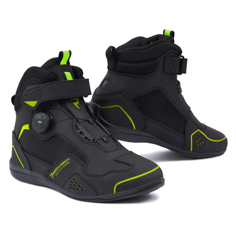 REBELHORN Unisex's Spark Ii Motorcycle Boot, Black Fluo Yellow, 8 UK