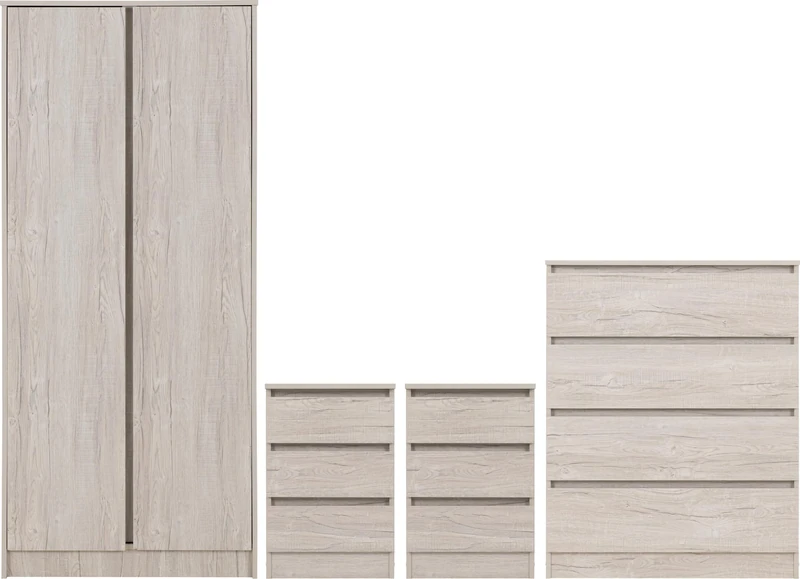 Seconique Bedroom Set, Engineered Wood, Urban Snow, W 800mm x D 505mm x H 1800mm
