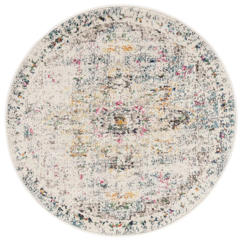 Safavieh Modern Chic Rug for Living Room, Dining Room, Bedroom - Madison Collection Short Pile, Grey and Gold, 122 x 122 cm