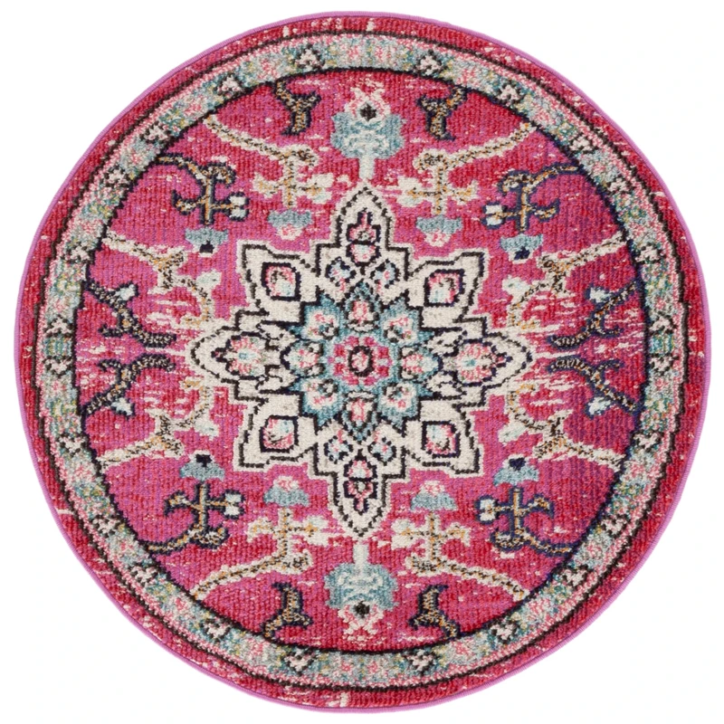 Safavieh Modern Chic Rug for Living Room Dining Room Bedroom - Madison Collection Short Pile Fuchsia and Blue 122 x 122 cm