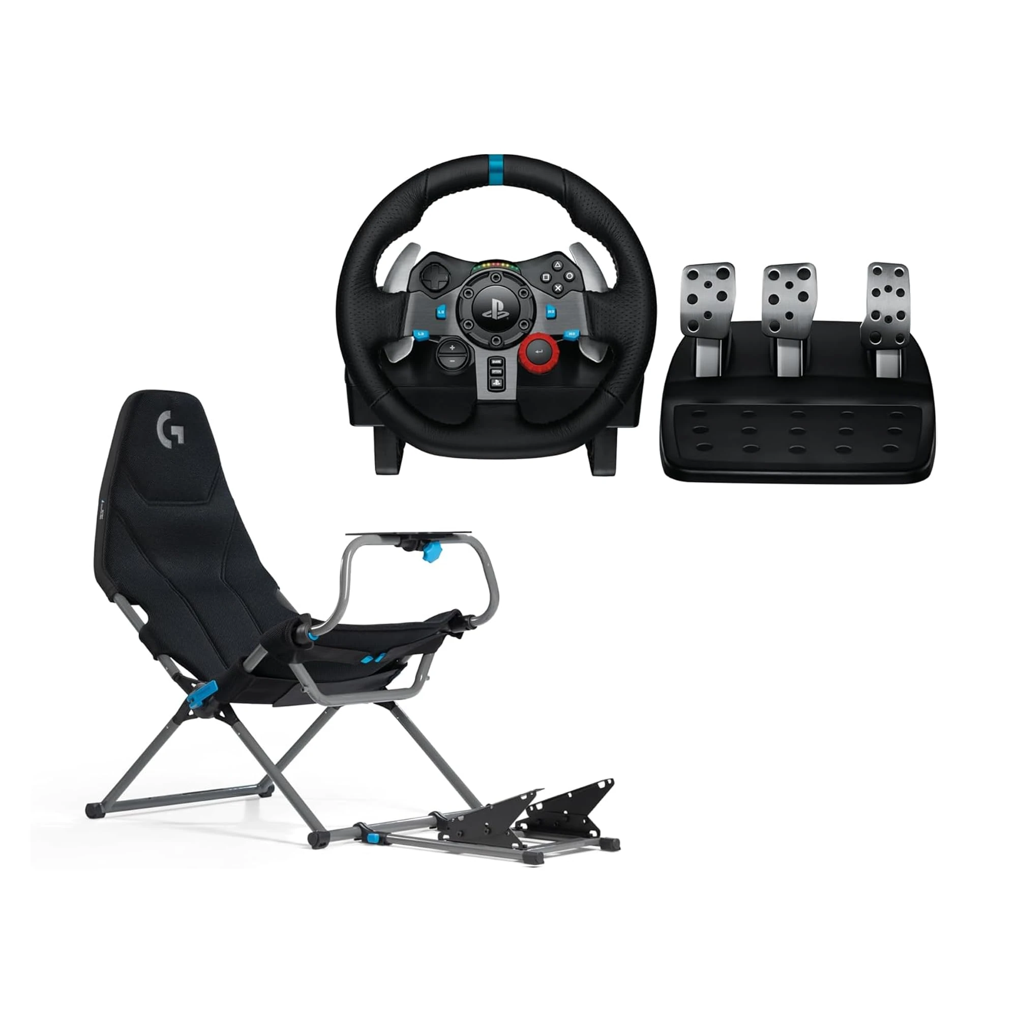 Logitech G Logitech G29 Driving Force Racing Wheel for PlayStation 4, PlayStation 3 and PC + Playseat Challenge X Racing Seat Edition - UK Plug - Black