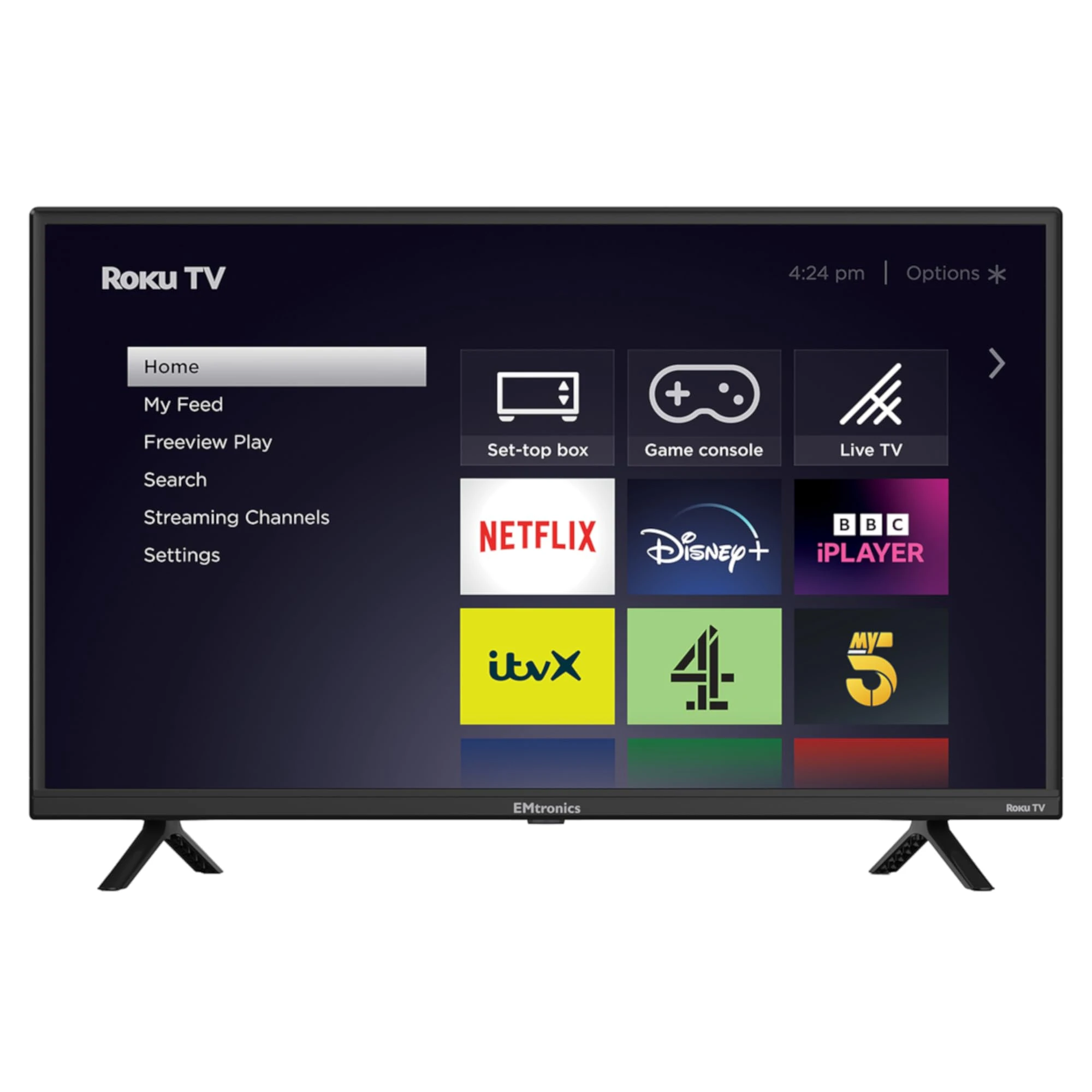 EMtronics EM32ROK Roku Smart TV 32" Inch HD Ready 720p with Netflix, Disney+, BBC, Freeview Play, Dolby Audio, Mobile Control and 3 x HDMI, USB - Black (2024 Model)