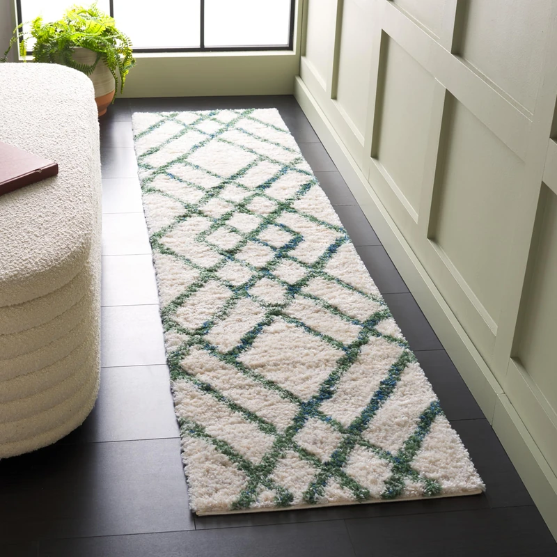 Safavieh Moroccan Shaggy Rug for Living Room Dining Room Bedroom - Berber Shag Collection Short Pile Ivory 30x72 Inch