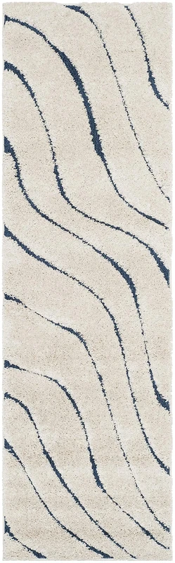 Safavieh Florida Shag Collection Shaggy Rug for Living Room Dining Room Bedroom High Pile Cream and Blue 69 x 152 cm